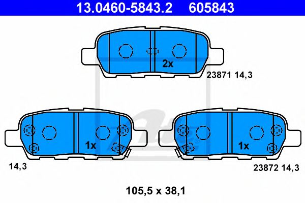 set placute frana,frana disc NISSAN CUBE/JUKE/MURANO/X-TRAIL/QASHQAI 01- 105,5 X 38,1 X 14,3