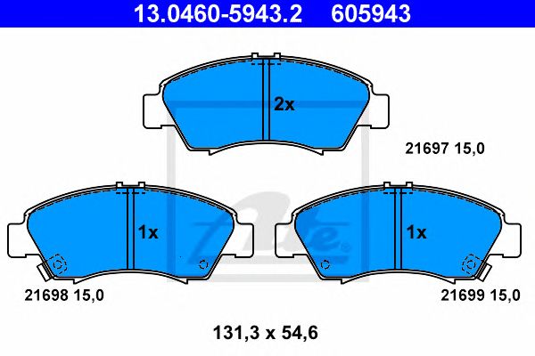 set placute frana,frana disc HONDA CIVIC/JAZZ 1,3-1,7 91- 131,3 X 54,6 X 15