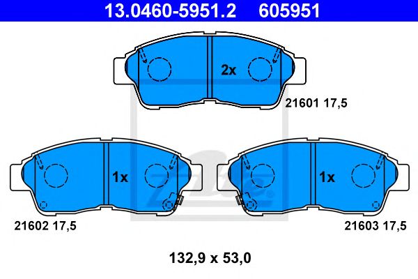 set placute frana,frana disc TOYOTA COROLLA 92-02 133 X 53 X 17,5