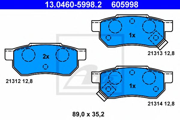 set placute frana,frana disc HONDA ACCORD/CIVIC 85-01 89 X 35,2 X 12,8