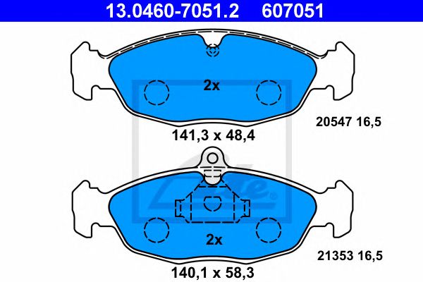 set placute frana,frana disc OPEL ASTRA F/CORSA B/VECTRA A 82-01 141,2 X 48,4 X 16,5 140 X 58,3 X 16,5