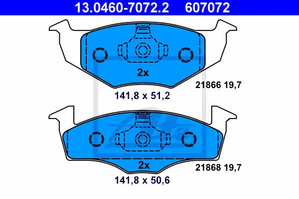 set placute frana,frana disc VW GOLF/POLO/VENTO 91-01 141,8 X 51,2/50,6 X 19,7