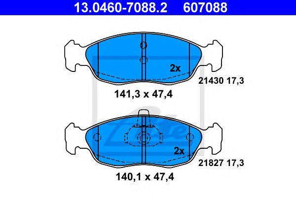 set placute frana,frana disc CITROEN SAXO/XSARA 96-04 141,3/140,1 X 47,4 X 17,3 ATE