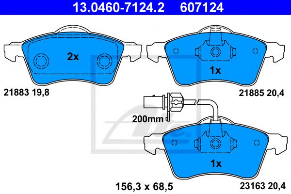 set placute frana,frana disc VW T4 1,9-2,5 TDI/2,0-2,8 90-03 156,3 X 68,5 X 19,8