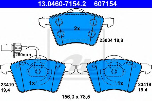 set placute frana,frana disc VW SHARAN 1,9-2,0 TDI 95-10 156,3 X 78,5 X 18,8/19,4