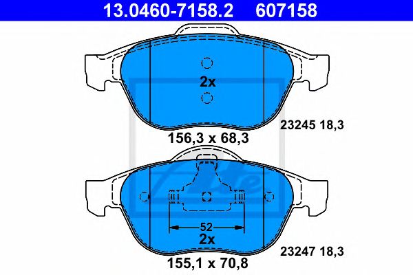 set placute frana,frana disc RENAULT LAGUNA 1,6-2,0 16V/1,9-2,2 DCI 01- 155,1 X 70,8 X 18,3 156,3 X 68,3 X 18,3 ATE