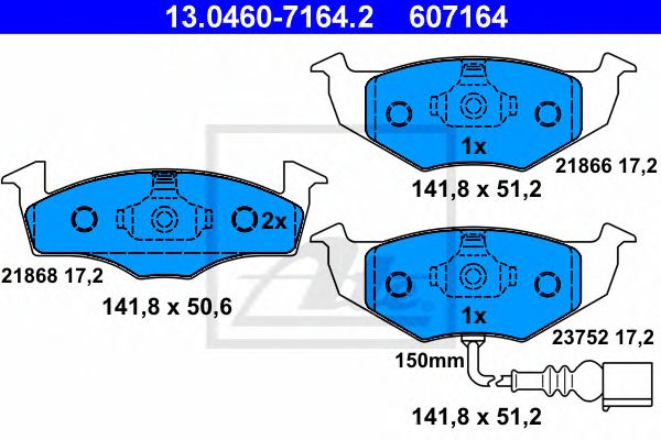 set placute frana,frana disc VW POLO 1,2-2,0 01- 141,8 X 51,2/50,6 X 17,2