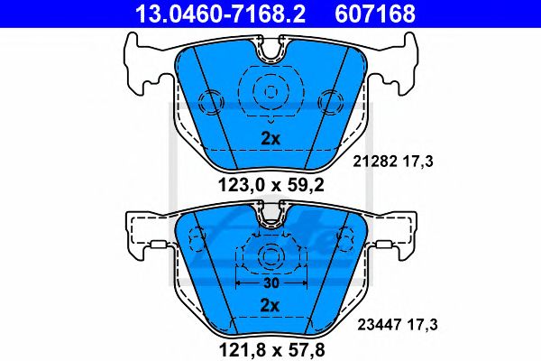 set placute frana,frana disc BMW E65 3,0-3,6 01-08 121,8 X 59,2/57,8 X 17,3 ATE