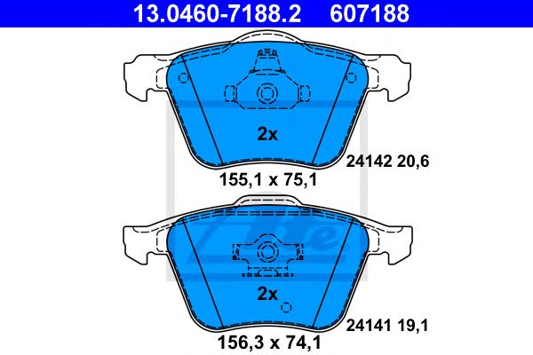 set placute frana,frana disc VOLVO XC90 2,4-3,2 02-14 155,1 X 75,1 X 20,6 156,3 X 74,1 X 19,1