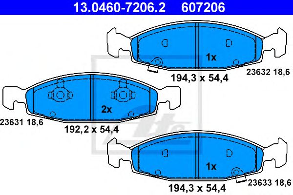 set placute frana,frana disc JEEP GRAND CHEROKEE 2,7-4,7 V8 4X4 98-05 192,2 X 54,4 X 18,6 194,3 X 54,4 X 18,6