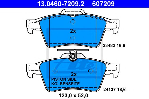 set placute frana,frana disc JAGUAR XF/XJ/XK 2,0-5,0 08- 123 X 52 X 16,6 ATE