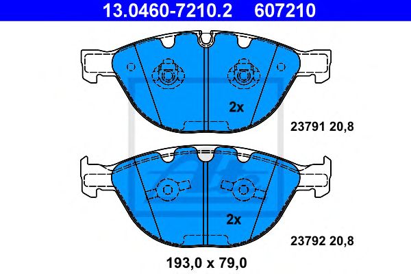 set placute frana,frana disc BMW E60/E61/E65/E63 3,0-6,0 04-10 193 X 79 X 20,8 ATE