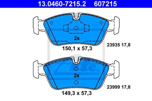 set placute frana,frana disc BMW 1/3 1,6-2,0 03-12 150,1 X 57,3 X 17,8 149,3 X 57,3 X 17,8 ATE