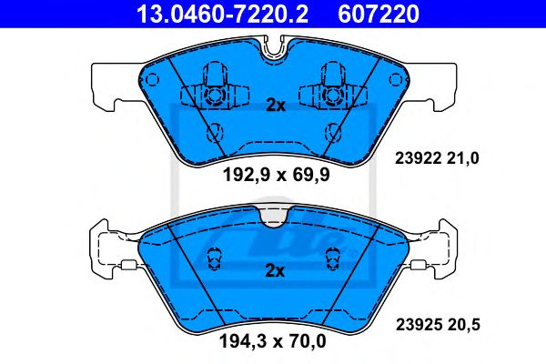 set placute frana,frana disc MERCEDES-BENZ W164/X164/W211/W251 03- 192,9 X 69,9 X 21 194,3 X 70 X 21 ATE