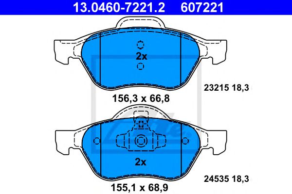 set placute frana,frana disc RENAULT MEGANE/SCENIC 02- 155,1 X 68,9 X 18,3 156,3 X 66,8 X 18,3 ATE