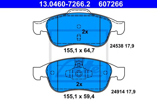 set placute frana,frana disc DACIA DOKKER/DUSTER/LODGY 1,2-1,6 12- 155,1 X 64,7 X 17,9 155,1 X 59,4 X 17,9