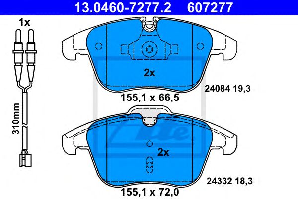 set placute frana,frana disc PEUGEOT 508 1,6-2,2 HDI 10- 155,1 X 66,5 X 19,3 155,1 X 72 X 18,3