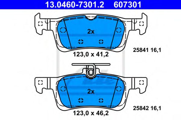 set placute frana,frana disc PEUGEOT 308 1,2-2,0 13- 123 X 41,2 X 16,1 123 X 46,2 X 16,1