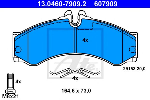 set placute frana,frana disc VW LT 28-46 2,5-2,8 TDI 96-06 164,6 X 73 X 20