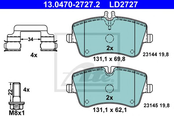 set placute frana,frana disc MERCEDES-BENZ W203/S203/CL203/C209/A209 1,8-3,2 00-09 CERAMIC 131,1 X 69,8 X 19,8 131,1 X 62,1 X 19,8