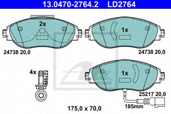 set placute frana,frana disc SEAT ALHAMBRA 1,4-2,0 10- CERAMIC 175 X 70 X 20