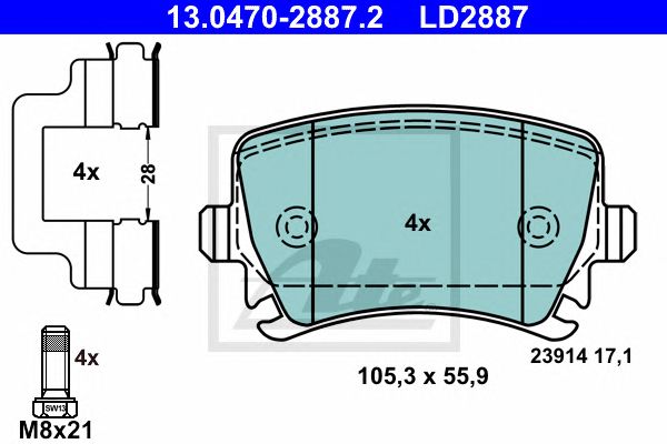 set placute frana,frana disc SKODA OCTAVIA 1,0-2,0 12- CERAMIC 105,3 X 55,9 X 17,1