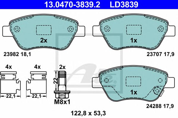 set placute frana,frana disc