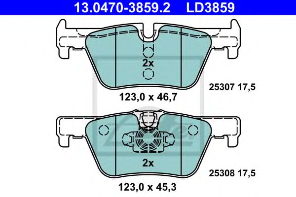 set placute frana,frana disc BMW 1/2/3/4 10- CERAMIC 123 X 45,3 X 17,5 123 X 46,7 X 17,5