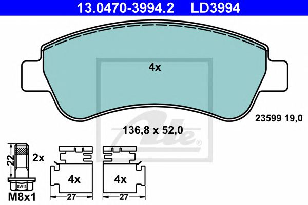 set placute frana,frana disc