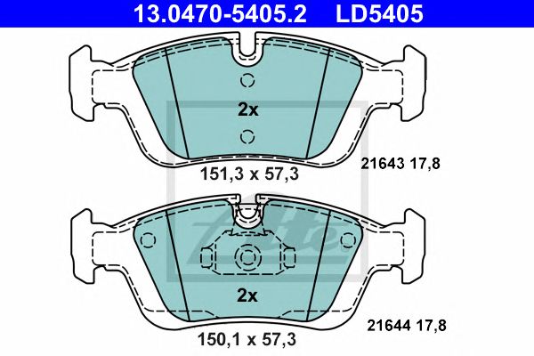 set placute frana,frana disc BMW 3/Z3/Z4 90-09 CERAMIC 150,1 X 57,3 X 17,8 151,3 X 57,3 X 17,8