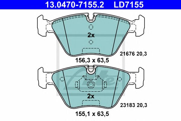 set placute frana,frana disc BMW 3/X3/Z4 2,0-3,0 00-11 CERAMIC 155,1 X 63,5 X 20,3 156,3 X 63,5 X 20,3