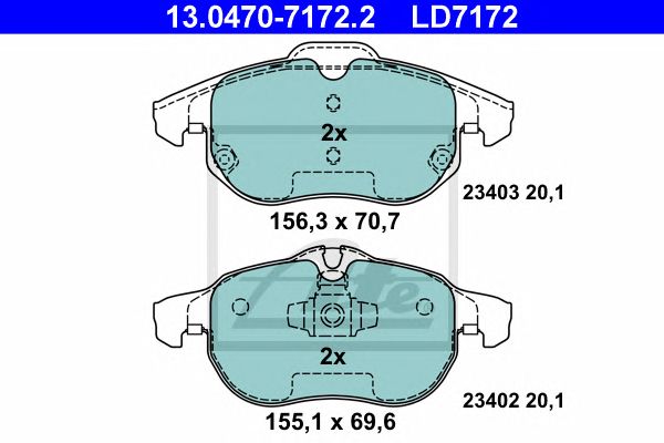 set placute frana,frana disc OPEL ASTRA/SIGNUM/VECTRA 03- CERAMIC 155,1 X 69,6 X 20,1 156,3 X 70,7 X 20,1