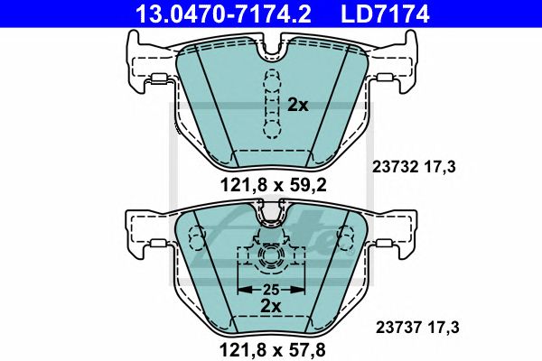 set placute frana,frana disc BMW 5/6 2,0-3,0 03-10 CERAMIC 121,8 X 59,2 X 17,3 121,8 X 57,8 X 17,3 ATE