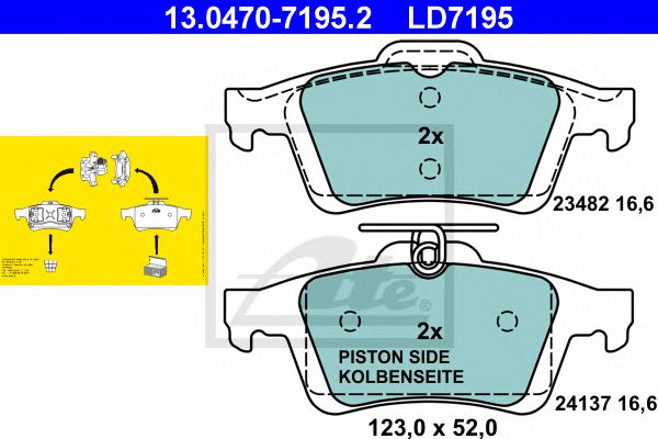 set placute frana,frana disc FORD C-MAX/FOCUS/KUGA/TRANSIT 03- CERAMIC 123 X 52 X 16,6