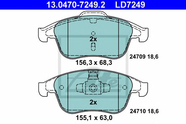 set placute frana,frana disc RENAULT CLIO/LAGUNA/MEGANE/SCENIC 07- CERAMIC 155,1 X 63, X 18,6 156,3 X 68,3 X 18,6