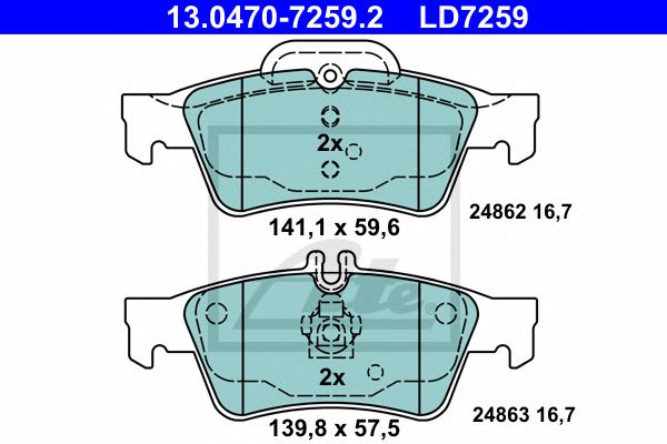 set placute frana,frana disc MERCEDES-BENZ C218/X218/W212/S212 2,1-5,5 09- CERAMIC 141,1 X 59,6 X 16,7 139,8 X 57,5 X 16,7