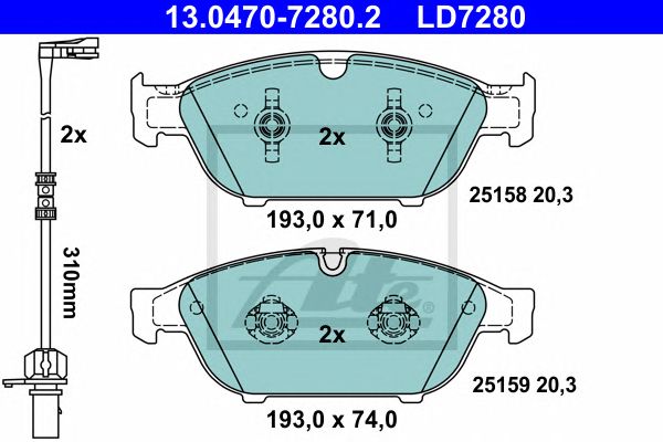 set placute frana,frana disc AUDI A6/A7/A8 10- CERAMIC 193 X 71 X 20,3