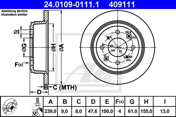 Disc frana HONDA CIVIC/CRX/JAZZ 91- 239 X 9