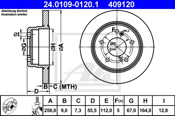 Disc frana MERCEDES-BENZ W124/W201 93-00 258 X 9