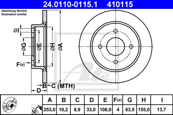 Disc frana FORD FIESTA/FOCUS 98- 253 X 10,2