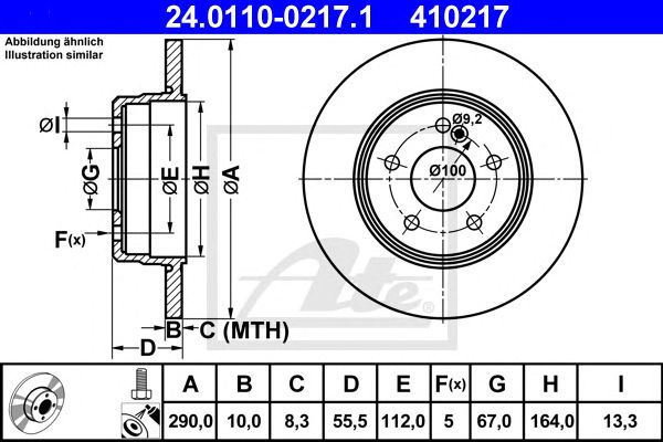 Disc frana MERCEDES-BENZ W202/W203/W210 96- 290 X 10