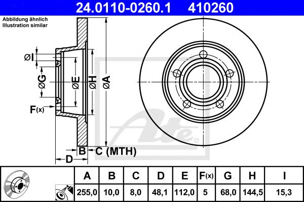 Disc frana AUDI A6 1,8-3,0 QUATTRO 97-05 255 X 10