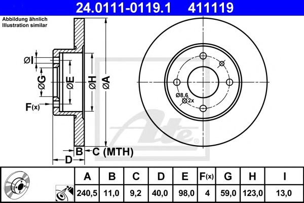 Disc frana FIAT 500/PANDA 07- 240,5 X 11