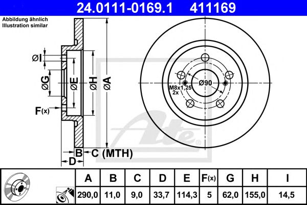 Disc frana TOYOTA AVENSIS 08- 290 X 11