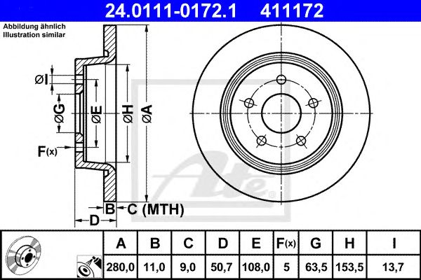 Disc frana FORD C-MAX/KUGA/TRANSIT 10- 280 X 11