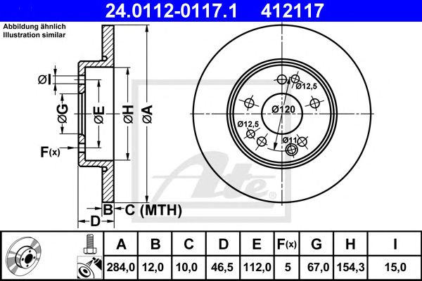 Disc frana MERCEDES-BENZ W124 85-96 284 X 12