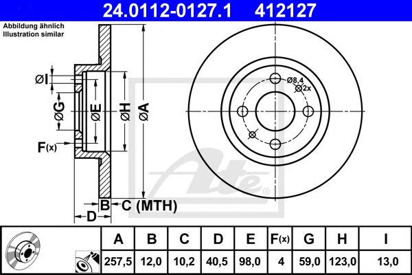 Disc frana FIAT 500/BRAVO/BRAVA/PANDA 95- 257,5 X 12