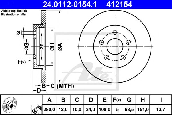 Disc frana FORD MONDEO 1,8-3,0 00-07 280 X 12