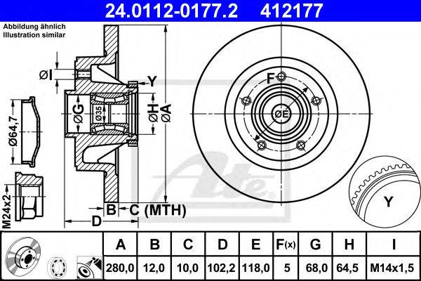 Disc frana OPEL VIVARO 1,9-2,5D 01- ABS 280 X 12