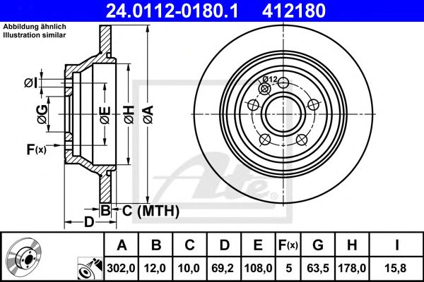 Disc frana VOLVO S80/V70/XC70 06- 302 X 12